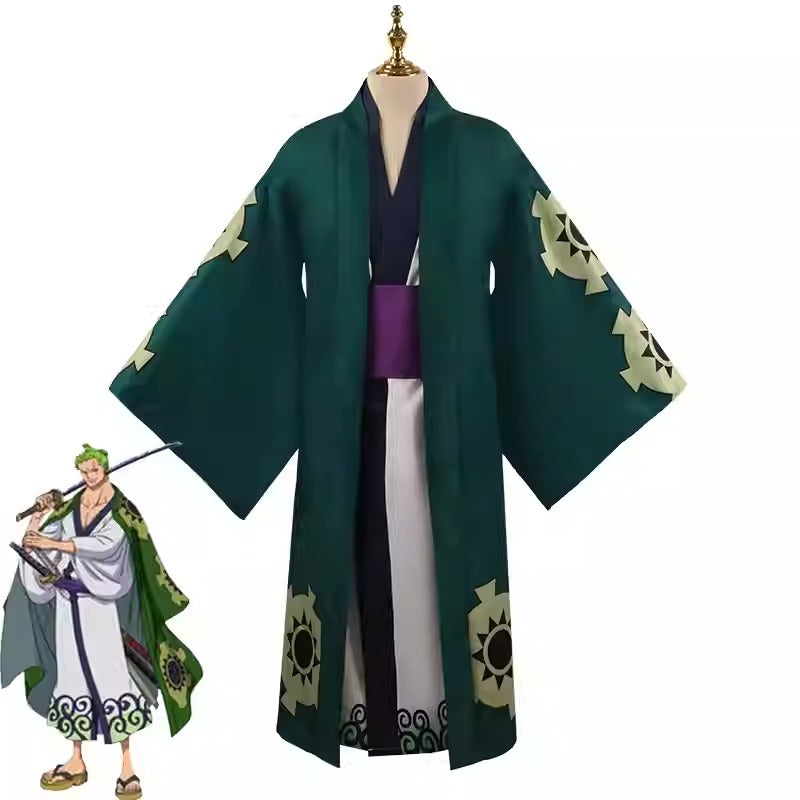 Cosplay One Piece Roronoa Zoro kimono Costume Set XS-3XL Unisex Adult