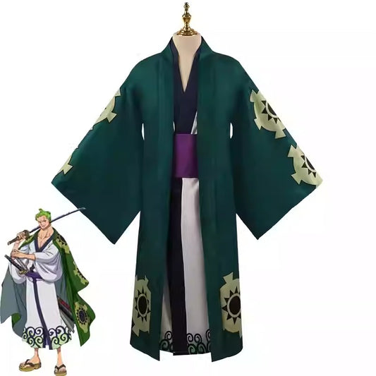 Cosplay One Piece Roronoa Zoro kimono Costume Set XS-3XL Unisex Adult