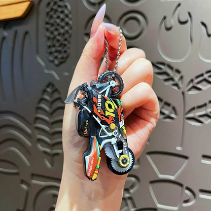 Miniature Sparking Stunt Bike Motorcycle Pull-Back Toys Keychain Gifts 3 Colours
