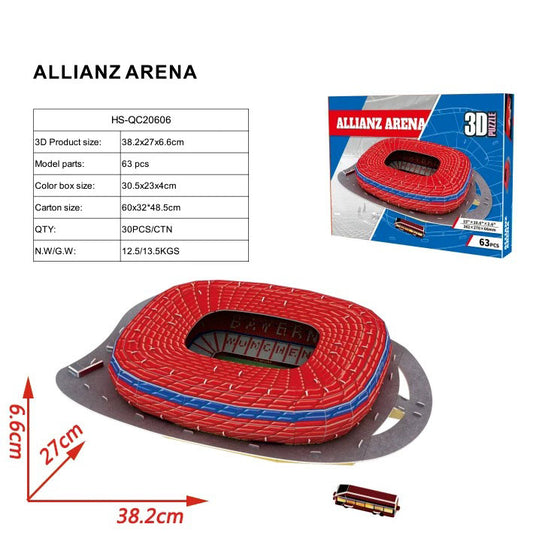 3D PUZZLE ALLIANZ ARENA STADIUM DIY SELF MODEL WITH FREE LIGHT