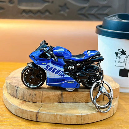 Miniature Sakura Speed V2 Sports Bikes Motorcycle Pull-Back Toys Keychain Gifts 4 Colours