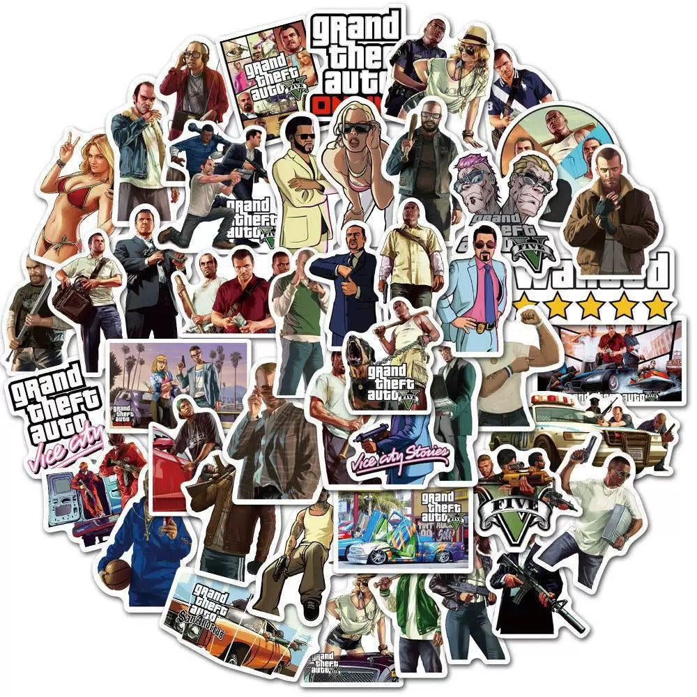 Grand Theft Auto Pack Of Waterproof Vinyl Stickers 50-piece