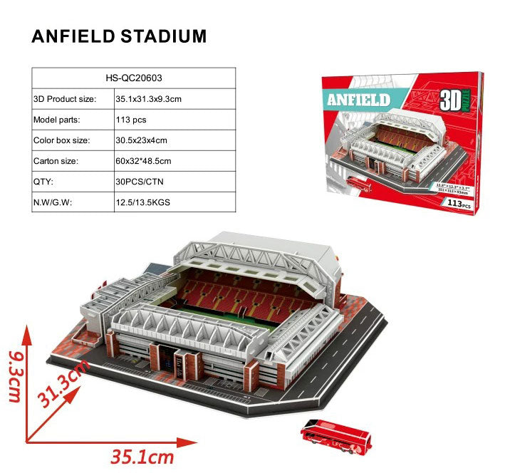 3D PUZZLE ANFIELD STADIUM DIY SELF MODEL WITH FREE LIGHT