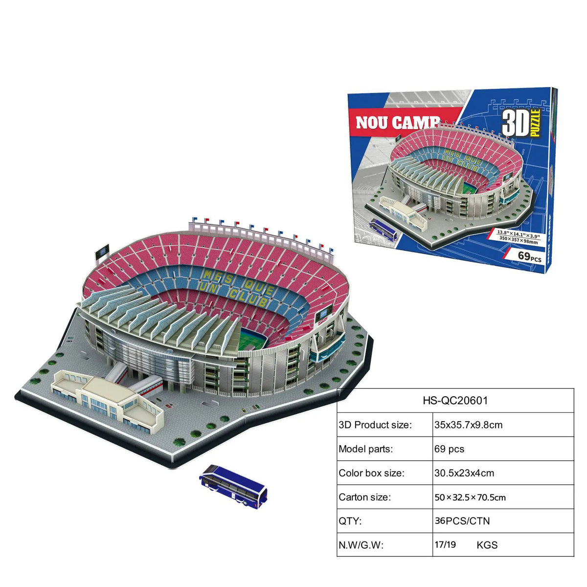 3D PUZZLE NOU STADIUM DIY SELF MODEL WITH FREE LIGHT