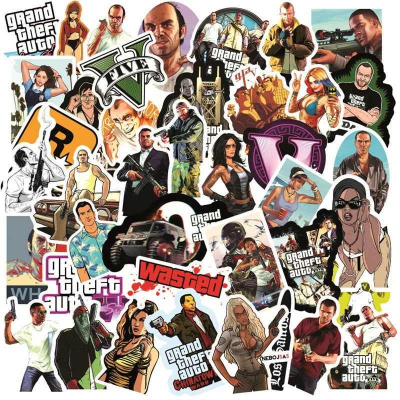 Grand Theft Auto Pack Of Waterproof Vinyl Stickers 50-piece